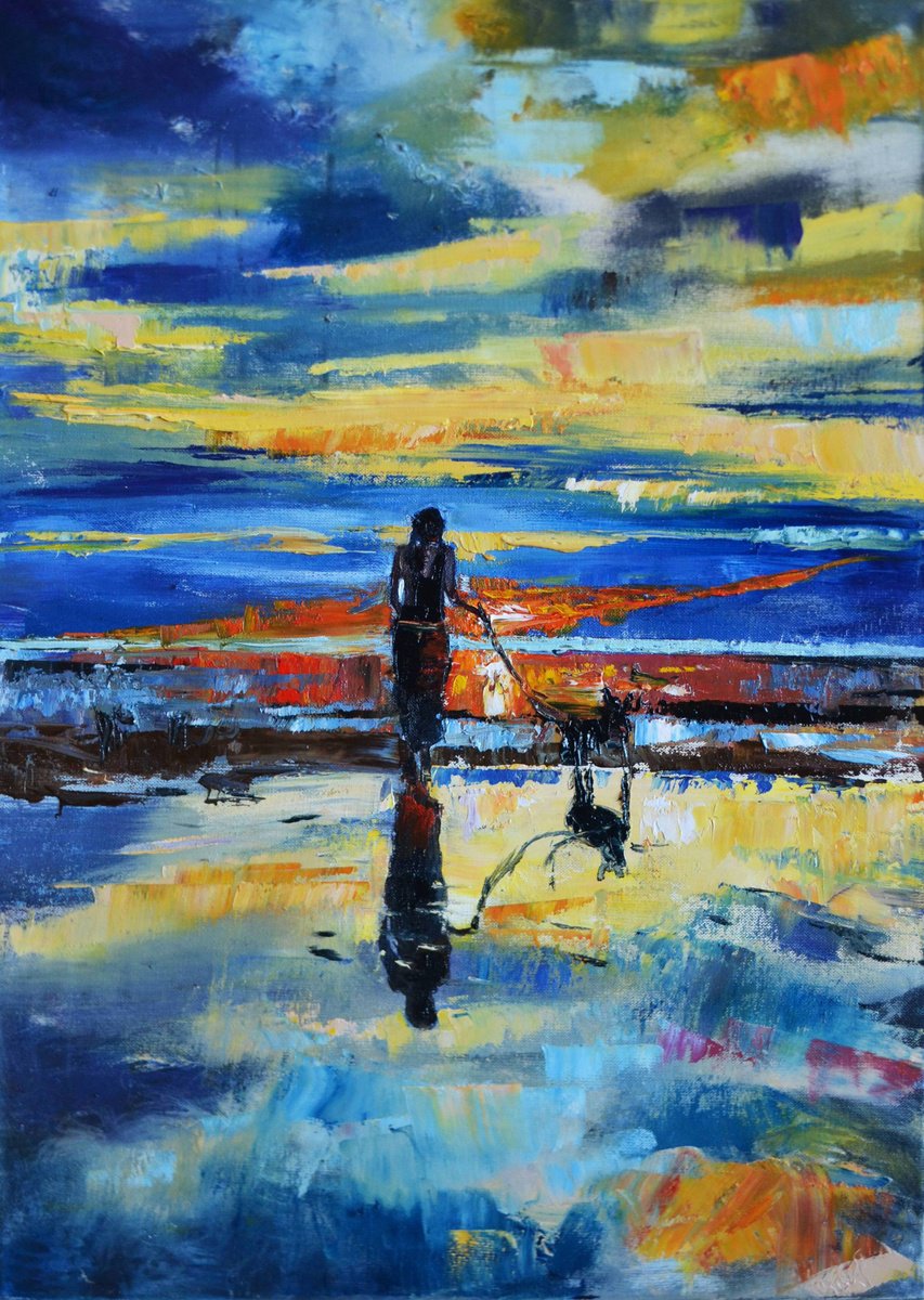 Oil Painting , Walk At Low Tide By Valeriia Radziievska, 20 X 28, Artwork For Sale On Artfinder