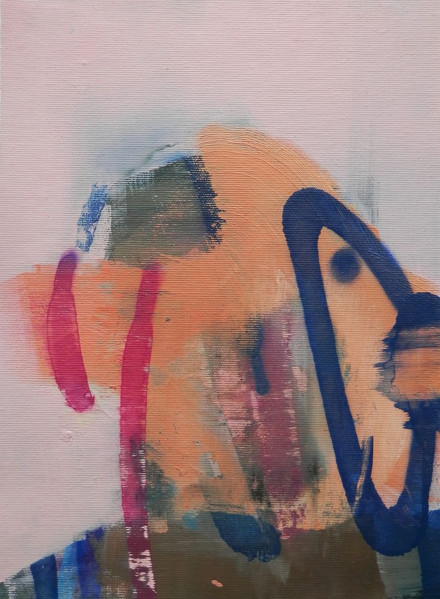 Urban And Pop Portrait Acrylic Painting By Milos Hronec, 8 X 11", Basement 1, Original Artwork