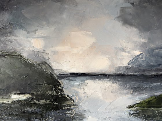 Stormy Reflections Knife landscape dark tones