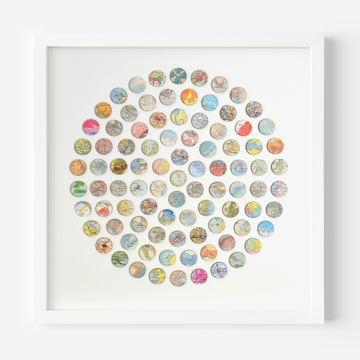Geometric Transport Collage By Amelia Coward, 21 X 21, Round The World #2, Original Artwork