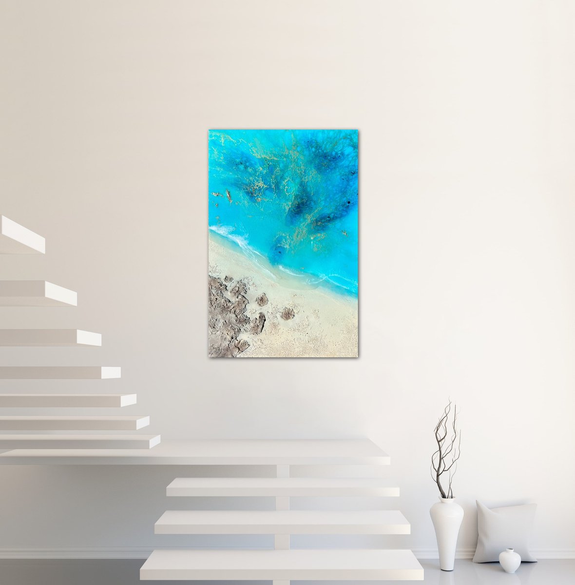 Photorealistic Landscape Painting By Ana Hefco, 24 X 36, Peaceful Ocean, Original Artwork