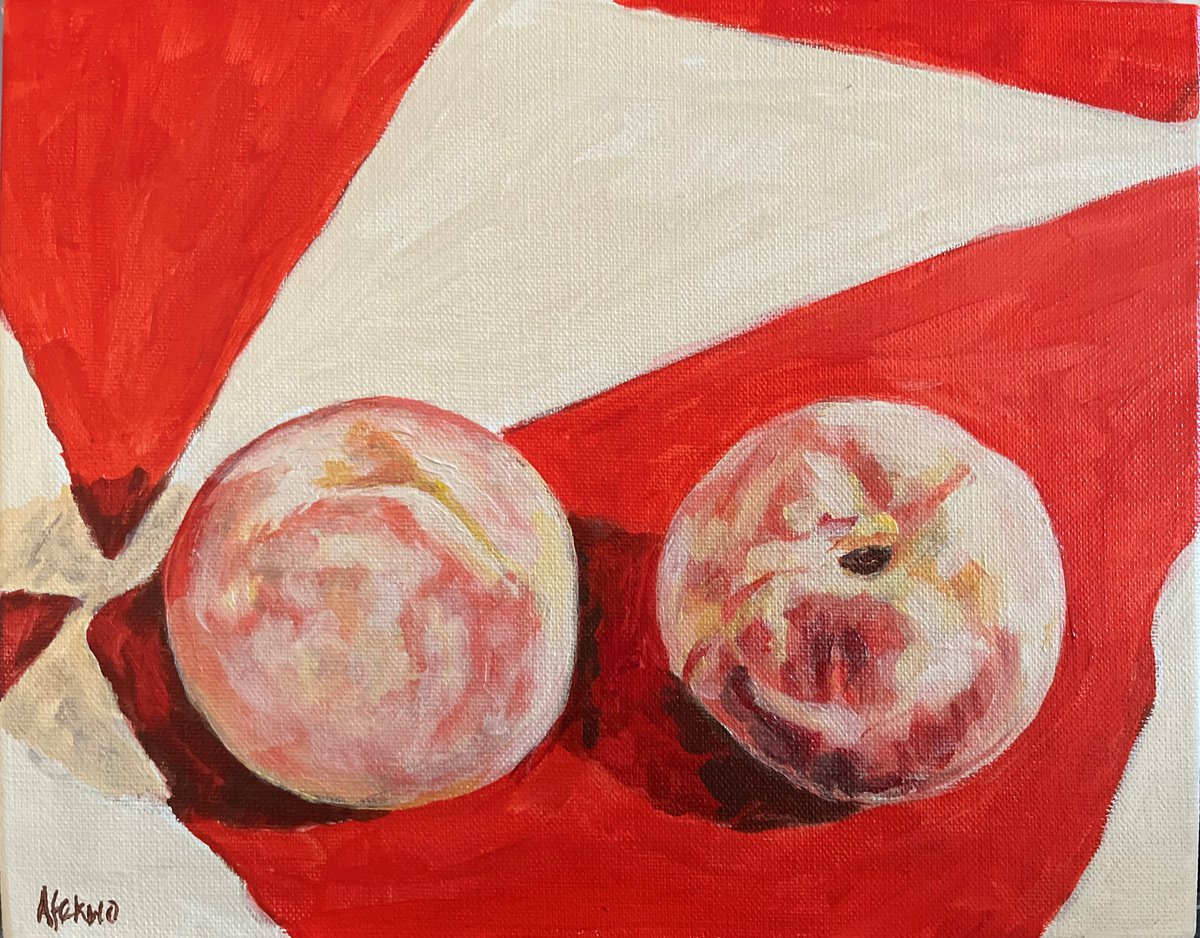 Impressionistic Still Life Acrylic Painting By Afekwo, 9 X 11, Peaches Still Life, Original Artwork