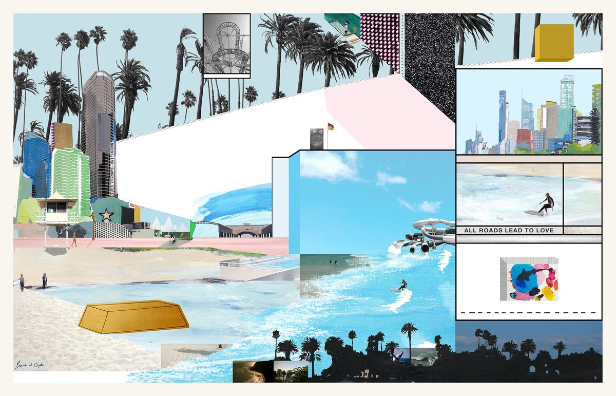 Abstract Landscape Screenprint By Bonnie And Clyde, 44 X 28, Paradise (Lost And Found), Original Artwork