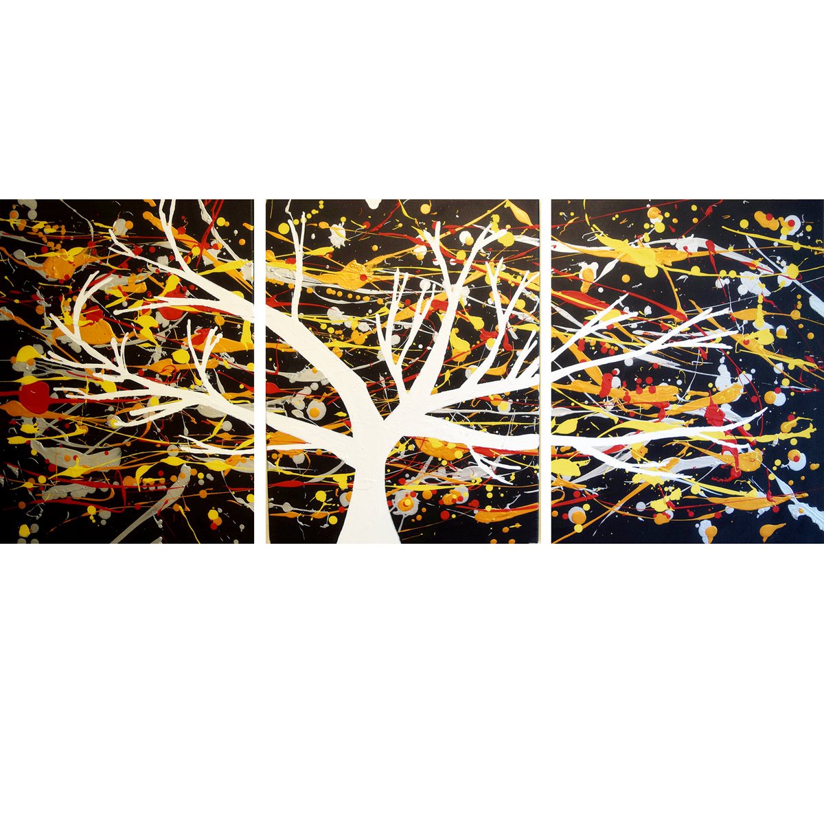 Abstract Landscape Acrylic Painting By Stuart Wright, 48 X 20", The White Tree Of Peace, Original Artwork