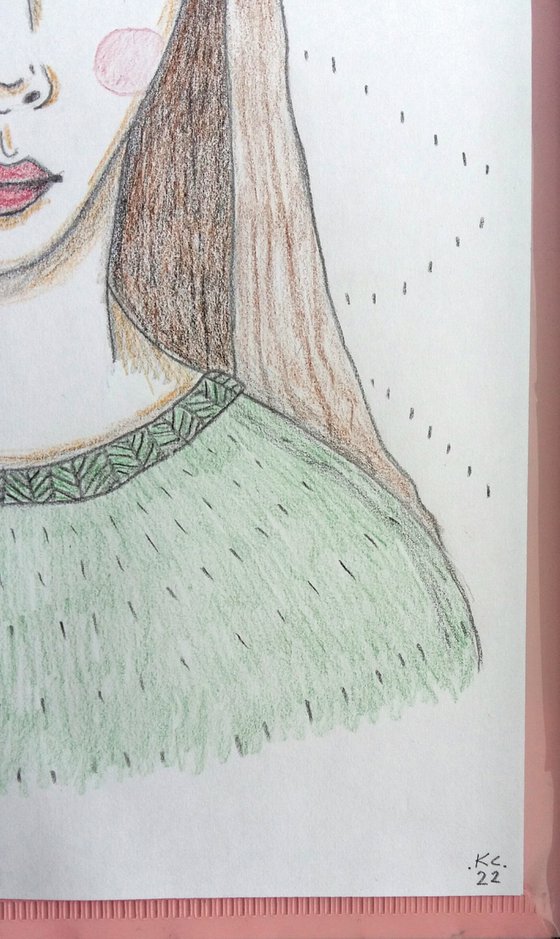 Portrait in a Green Jumper - Original Drawing