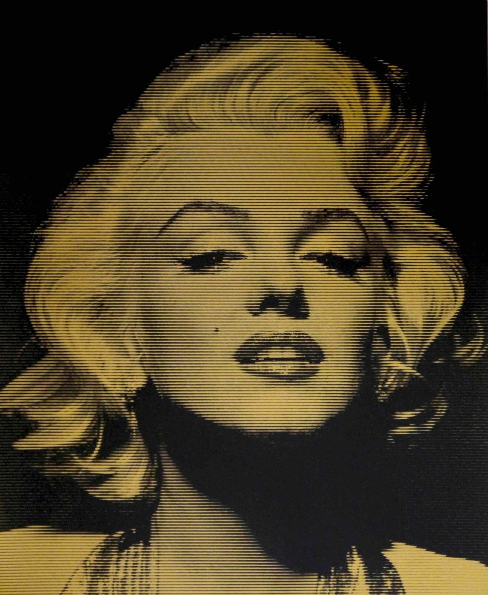Urban And Pop Portrait Screenprint By David Studwell, 22 X 26, Gold Marilyn, Original Artwork