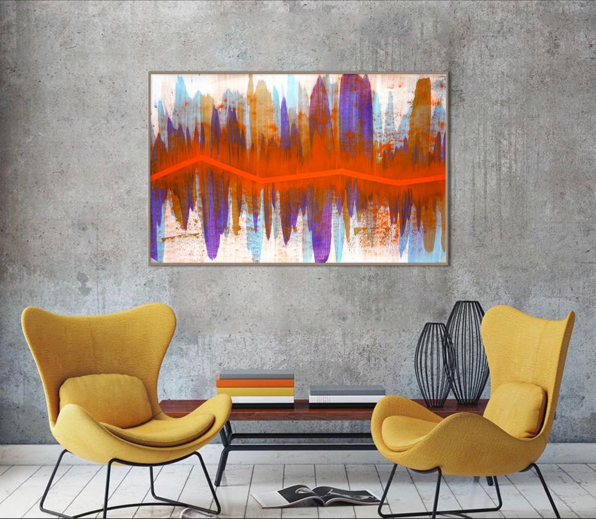 Abstract Acrylic Painting By Sumit Mehndiratta, 60 X 37", Composition No. 143, Original Artwork