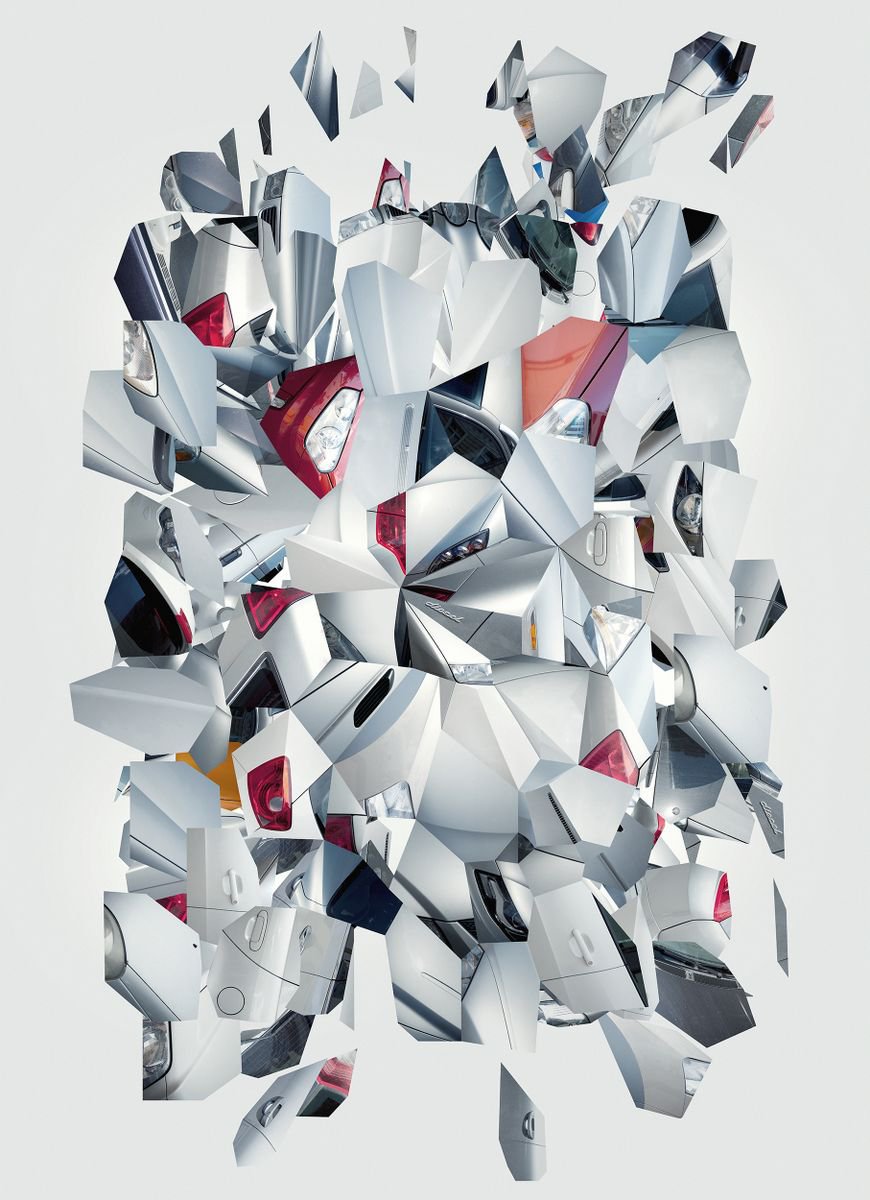 Surrealistic Abstract Photograph By Robert Houzar, 30 X 41", Cars, Original Artwork