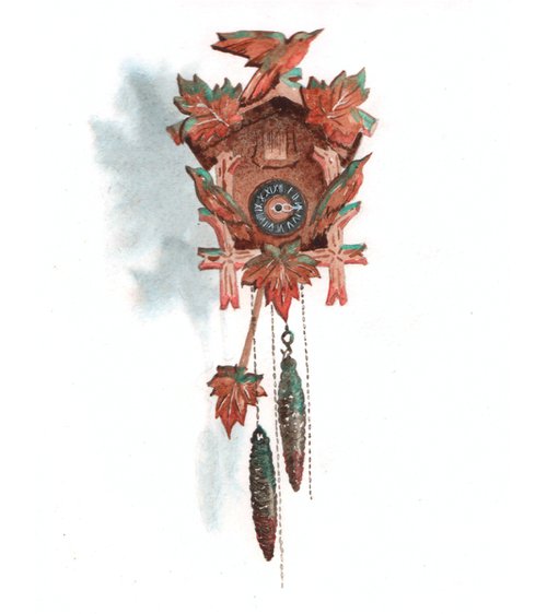 Cuckoo Clock Chimes - original watercolour by Alison Fennell