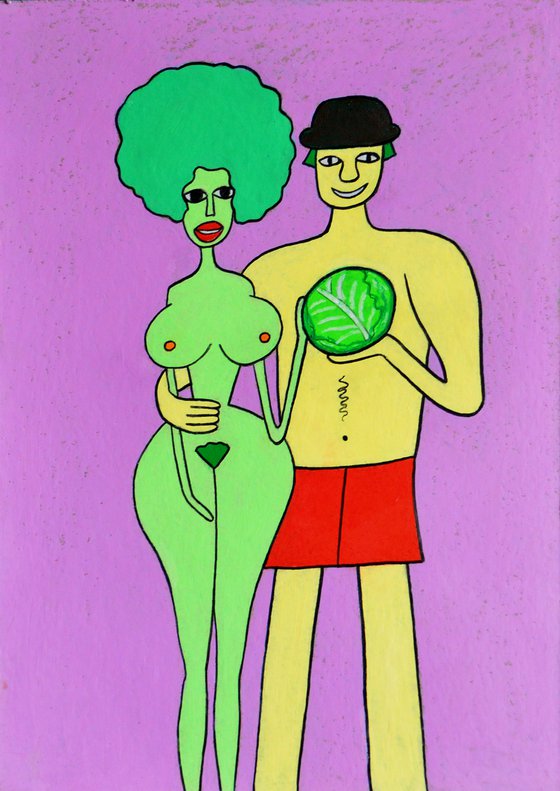 Couple with cabbage