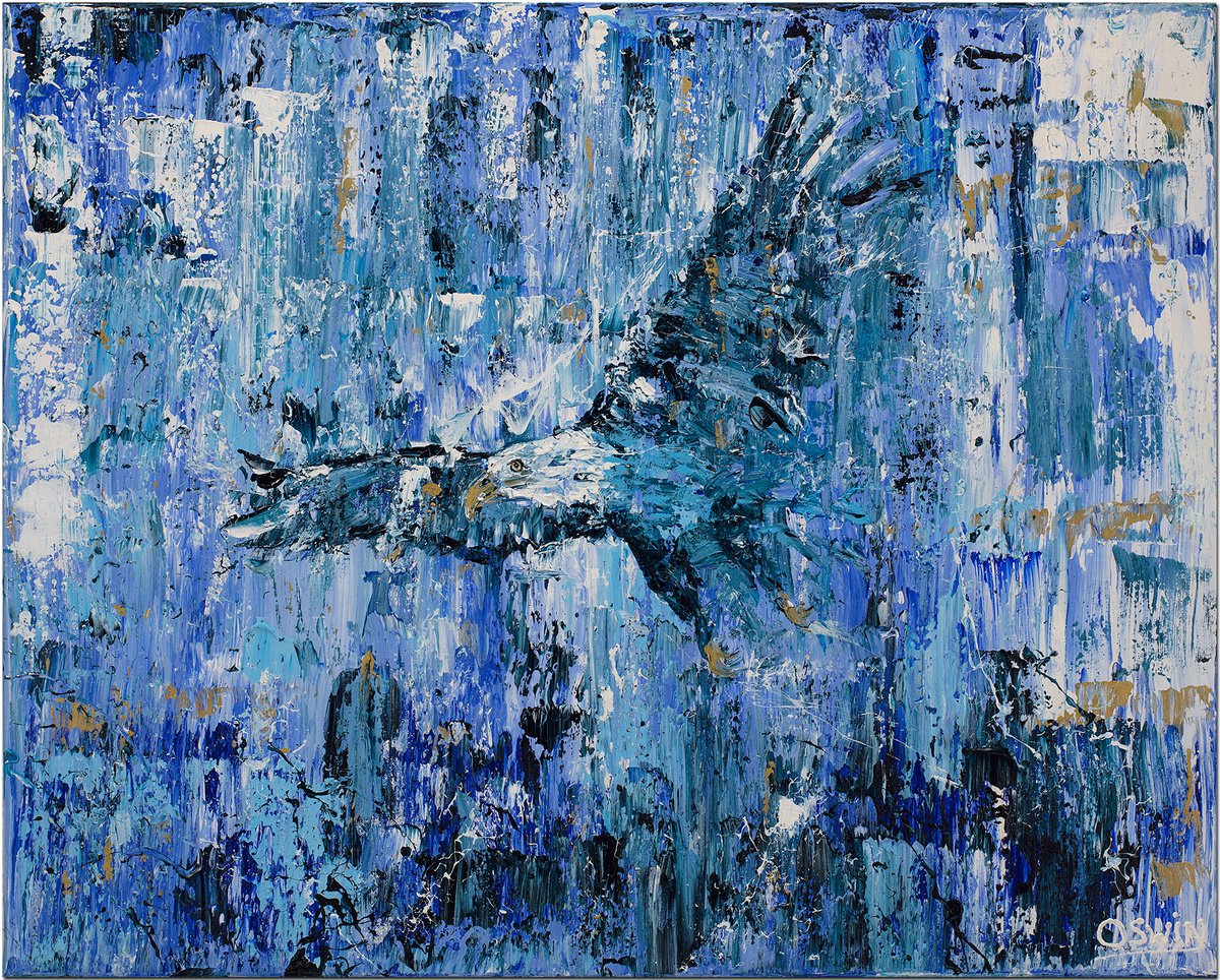 Eagle painting - GREAT EAGLE - Oswin Gesselli - 80 x 100 cm by Oswin Gesselli