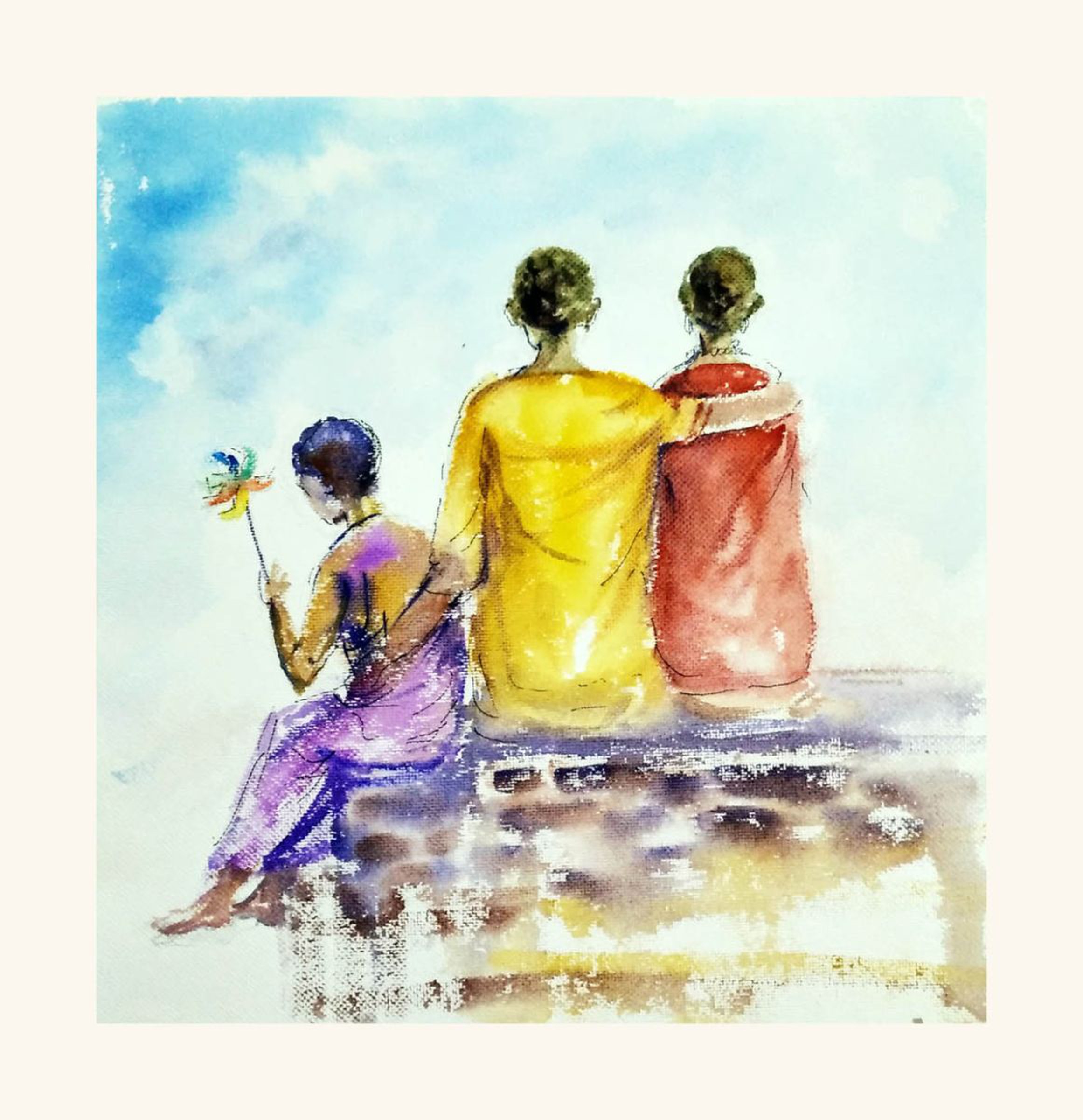 Family Bonding Figurative Art Watercolors On Artfinder