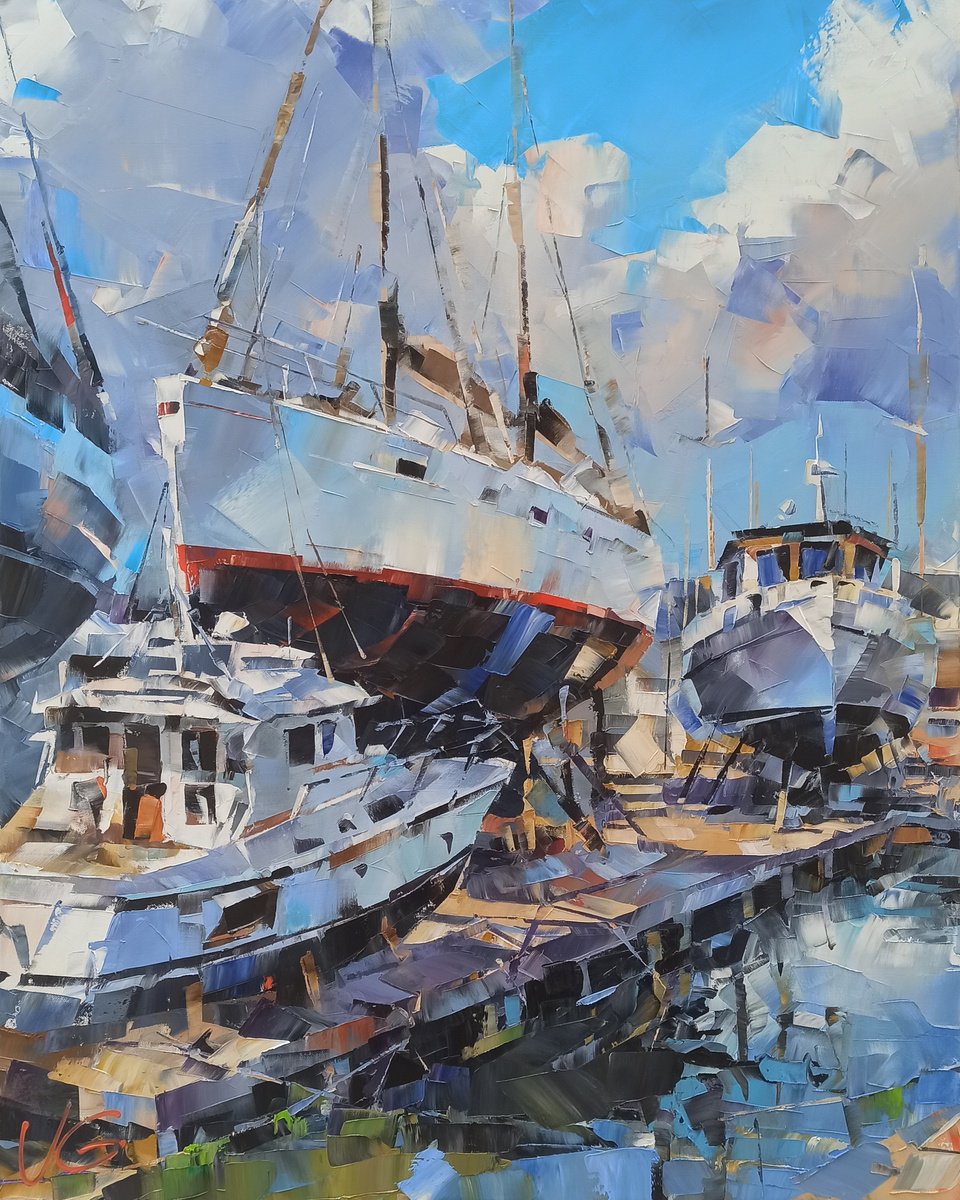 Impressionistic Landscape Oil Painting By Volodymyr Glukhomanyuk, 31 X 39", Siesta, Original Artwork