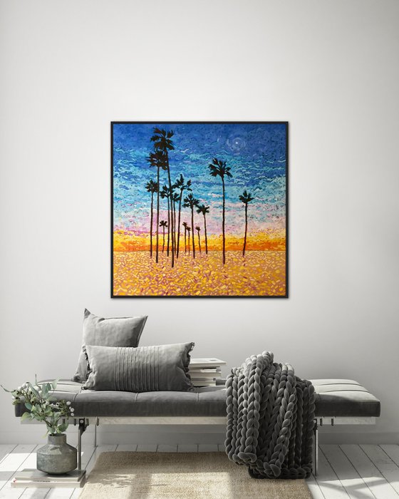 Large summer painting, beach scene