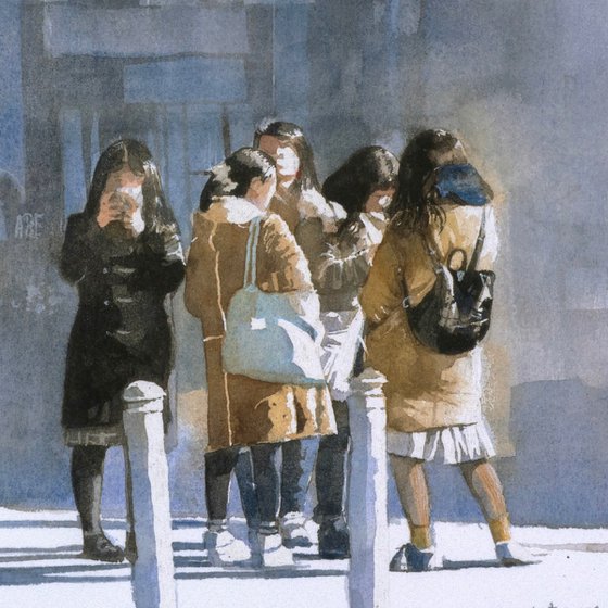 Figures in Sunlight - Watercolor Painting