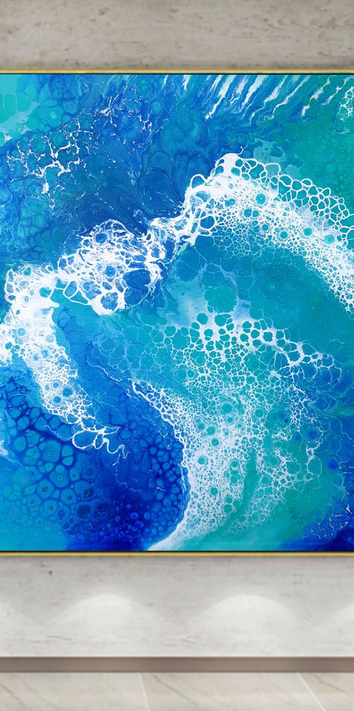 90x90cm. "Wave." / Abstract Painting 2210 XL art, large acrylic painting, contemporary art, home decor office art, by Alexandra Dobreikin