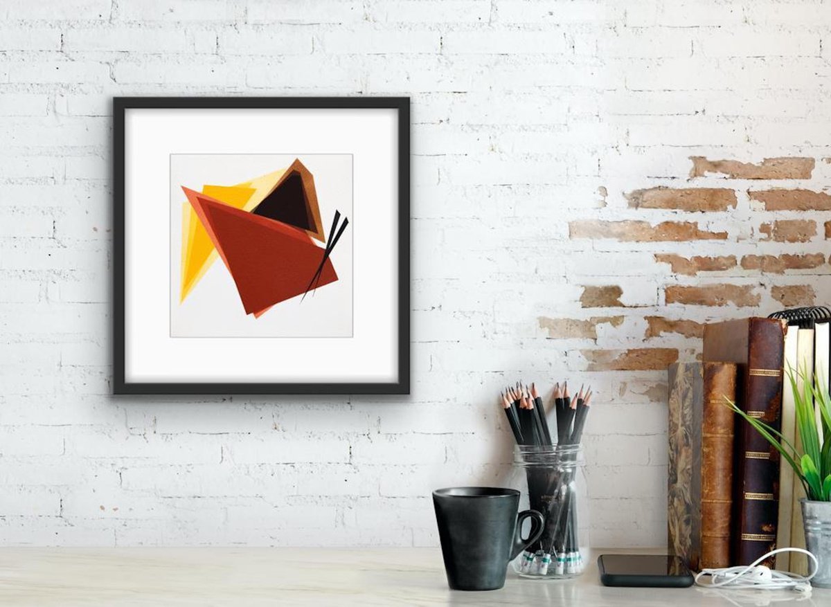 Geometric Abstract Acrylic Painting By Catia Goffinet, 12 X 12, Geometric Three Colors 1, Original Artwork