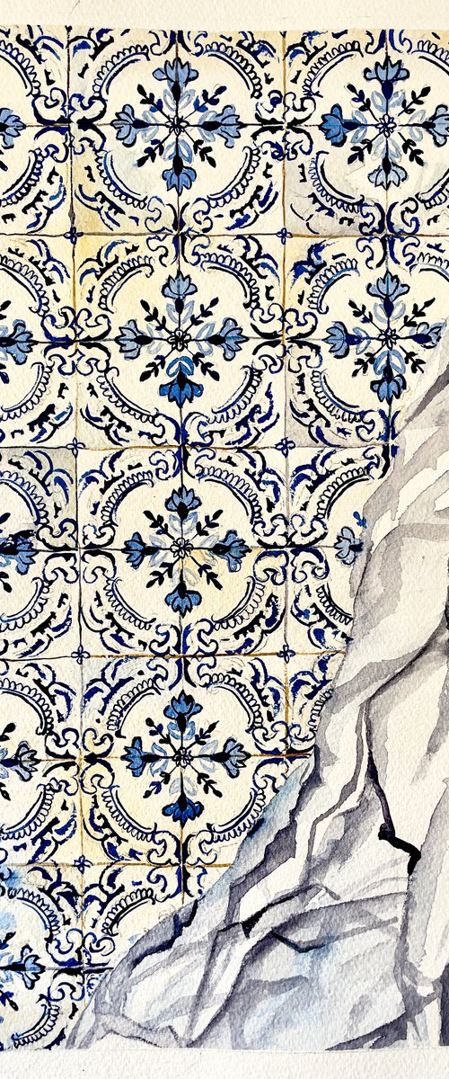 Floral Blue Azulejo Tiles Revealed by Irina Kurganskaya