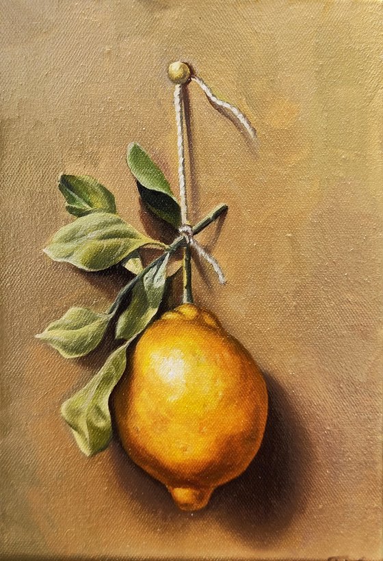 A lemon (20x30cm, oil painting, ready to hang)