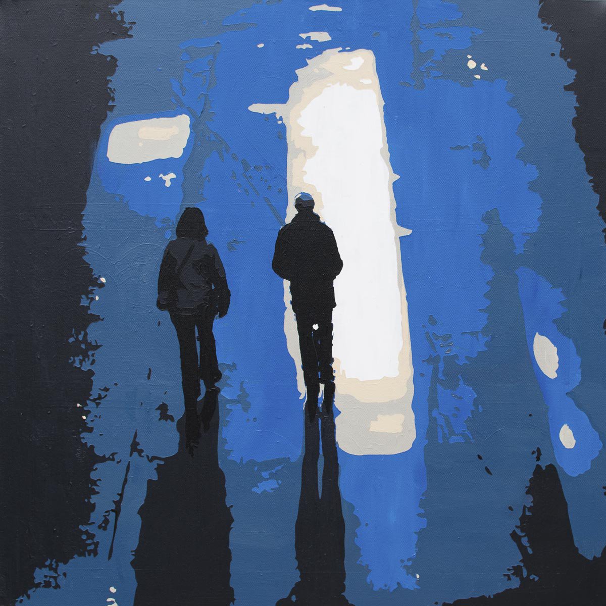 Impressionistic Portrait Acrylic Painting By Km Arts, 20 X 20", The Two Of Us, Original Artwork