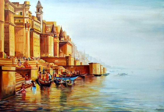 Varanasi Ghats At Early Morning