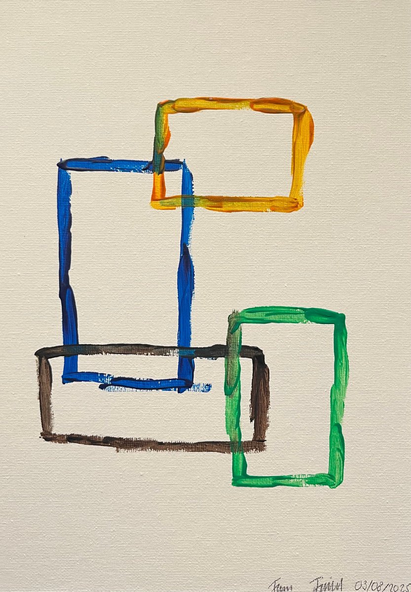 Geometric Abstract Acrylic Painting By Franz Friedel, 8 X 12, Boundaries V, Original Artwork