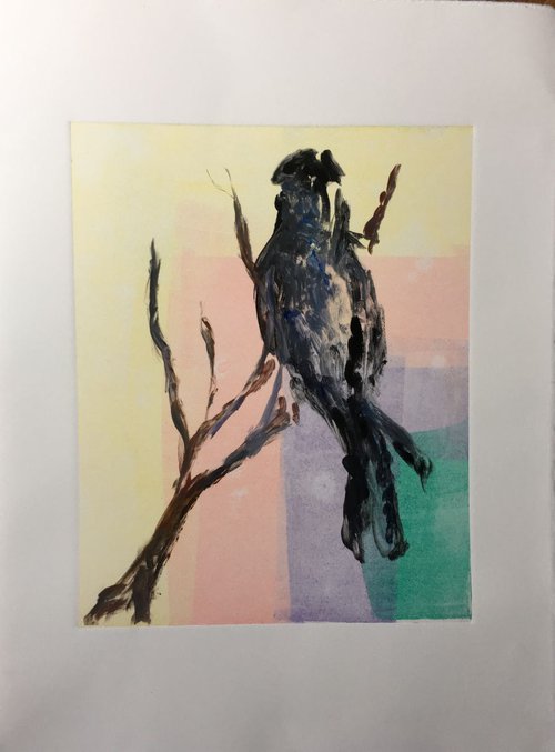 Bird on a tree branch by Sandi J. Ludescher