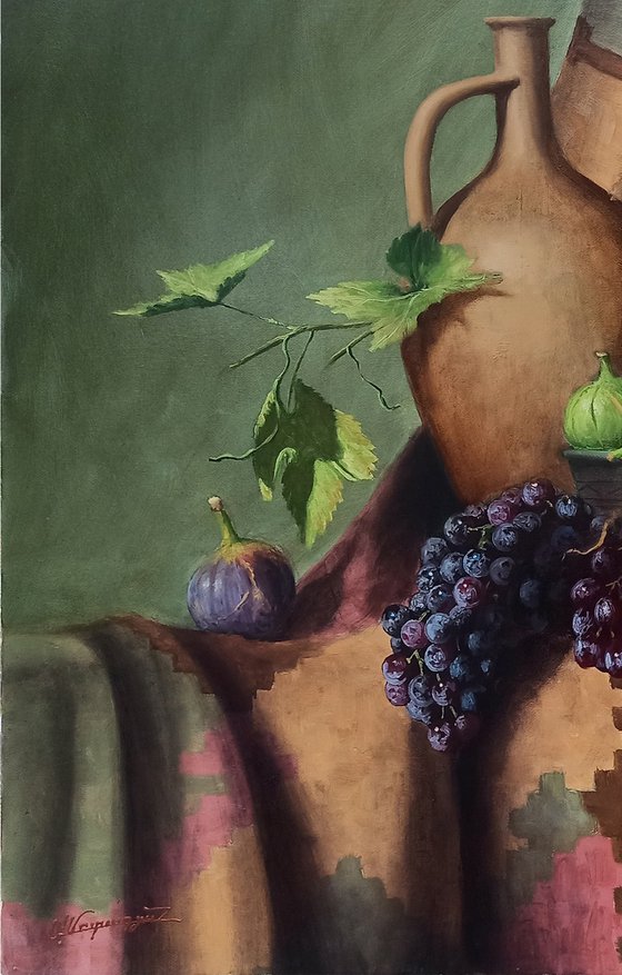 Still life with  grapes and figs