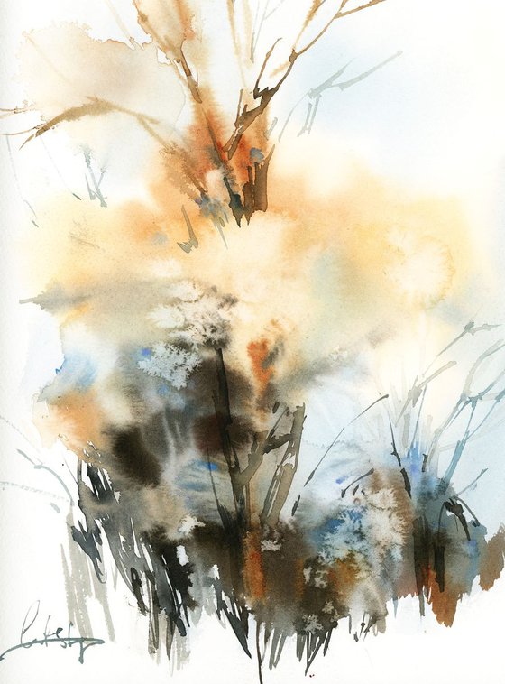 Winter signs Abstract Landscape Watercolor