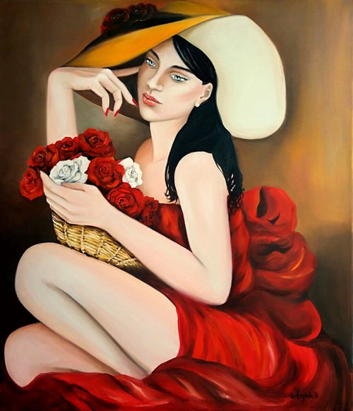 Woman in red dress by Anna Rita Angiolelli