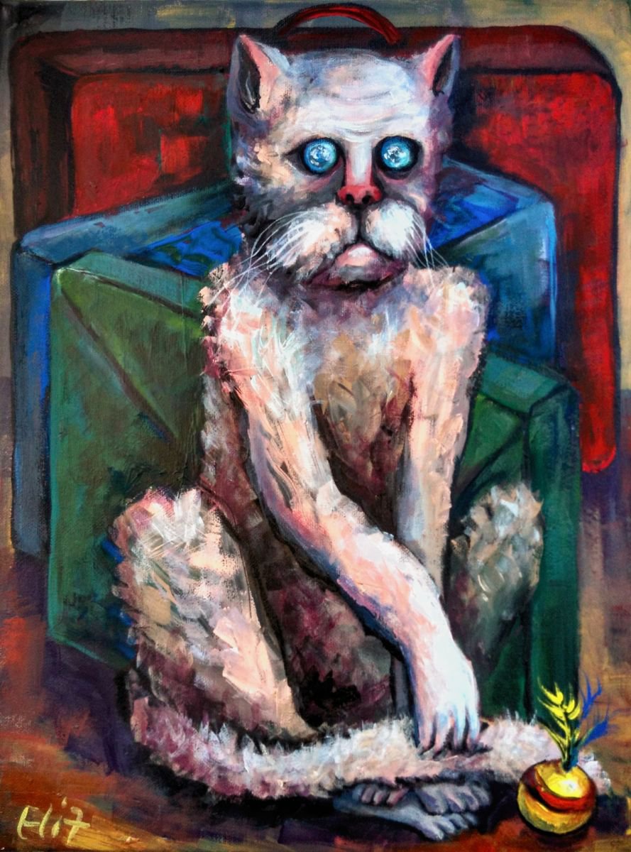 Expressive Animal Acrylic Painting By Elisheva Nesis, 12 X 16, The Last Gift, Original Artwork