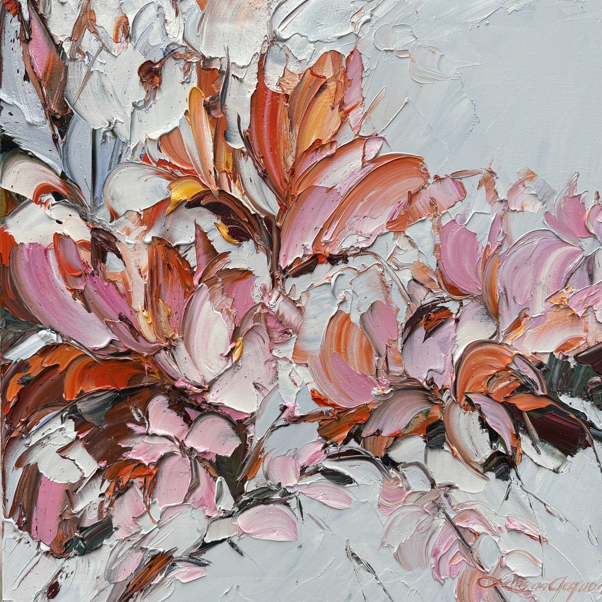 Impressionistic Landscape Oil Painting By Liliana Gigovic, 24 X 24", Spring Delight No 23, Original Artwork