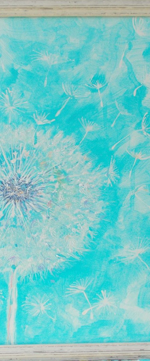 Dandelion  small original gift with frame by Maria Paunova