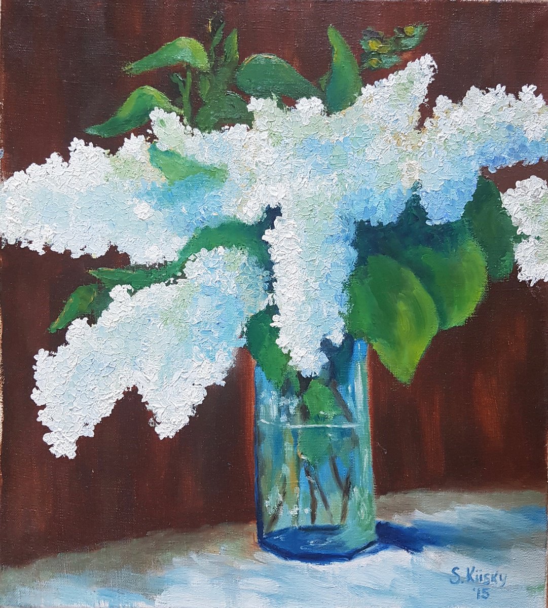 Impressionistic Botanical Oil Painting By Svetlana Grishkovec-Kiisky, 18 X 20", Lilac, Original Artwork