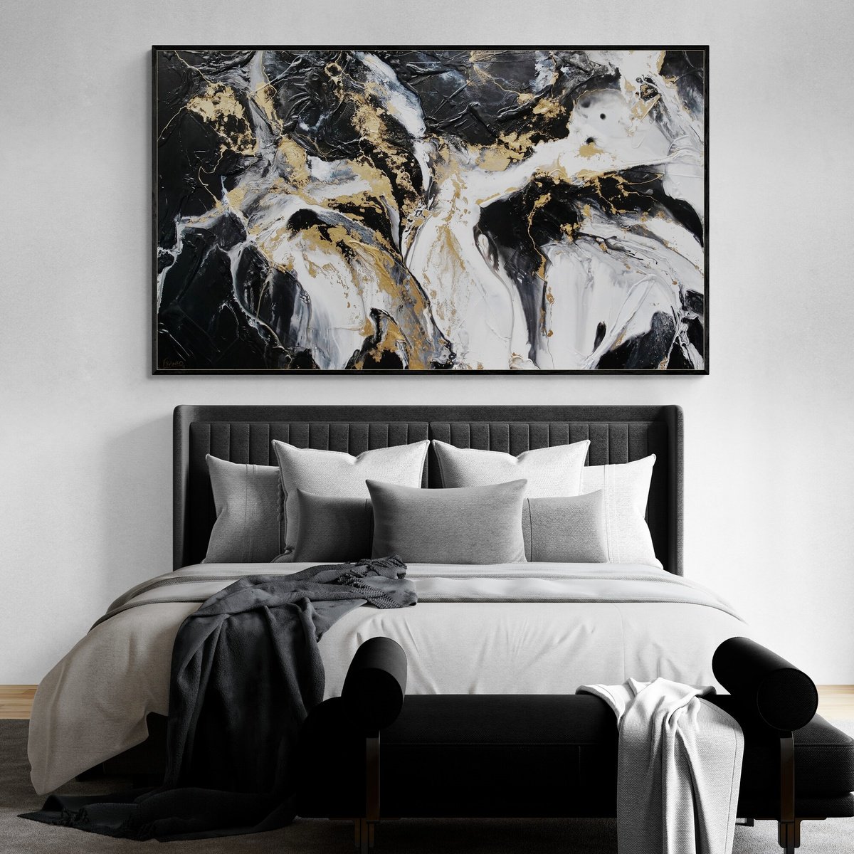 Golden Silk 200cm x 120cm Textured Abstract Art by Franko