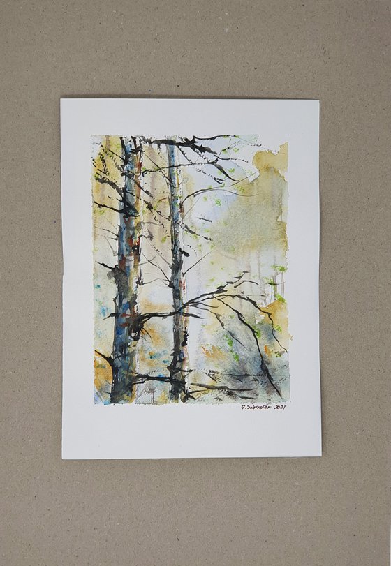 4/20 ORIGINAL WATERCOLOR painting. Trees series