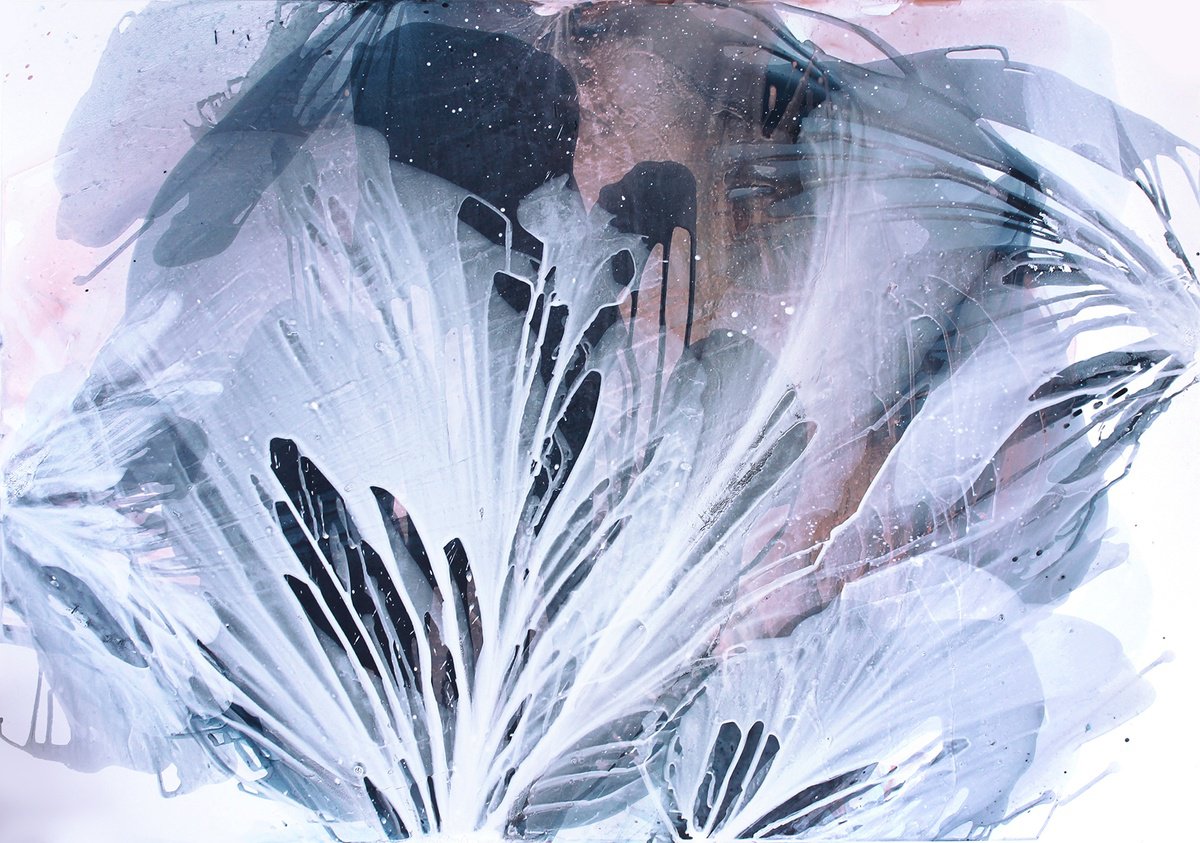 Organic Abstract Acrylic Painting By Viktoriia Epifanova, 39 X 28", Abstract Painting Euphoria, Original Artwork