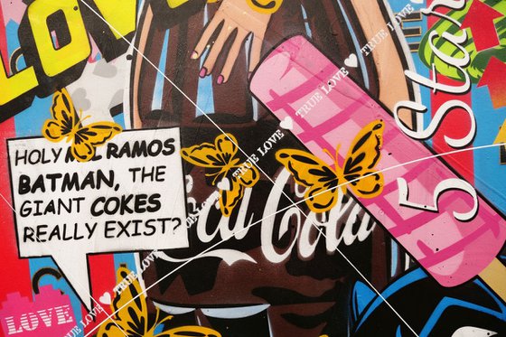Giant Cokes 200cm x 80cm Textured Urban Pop Art