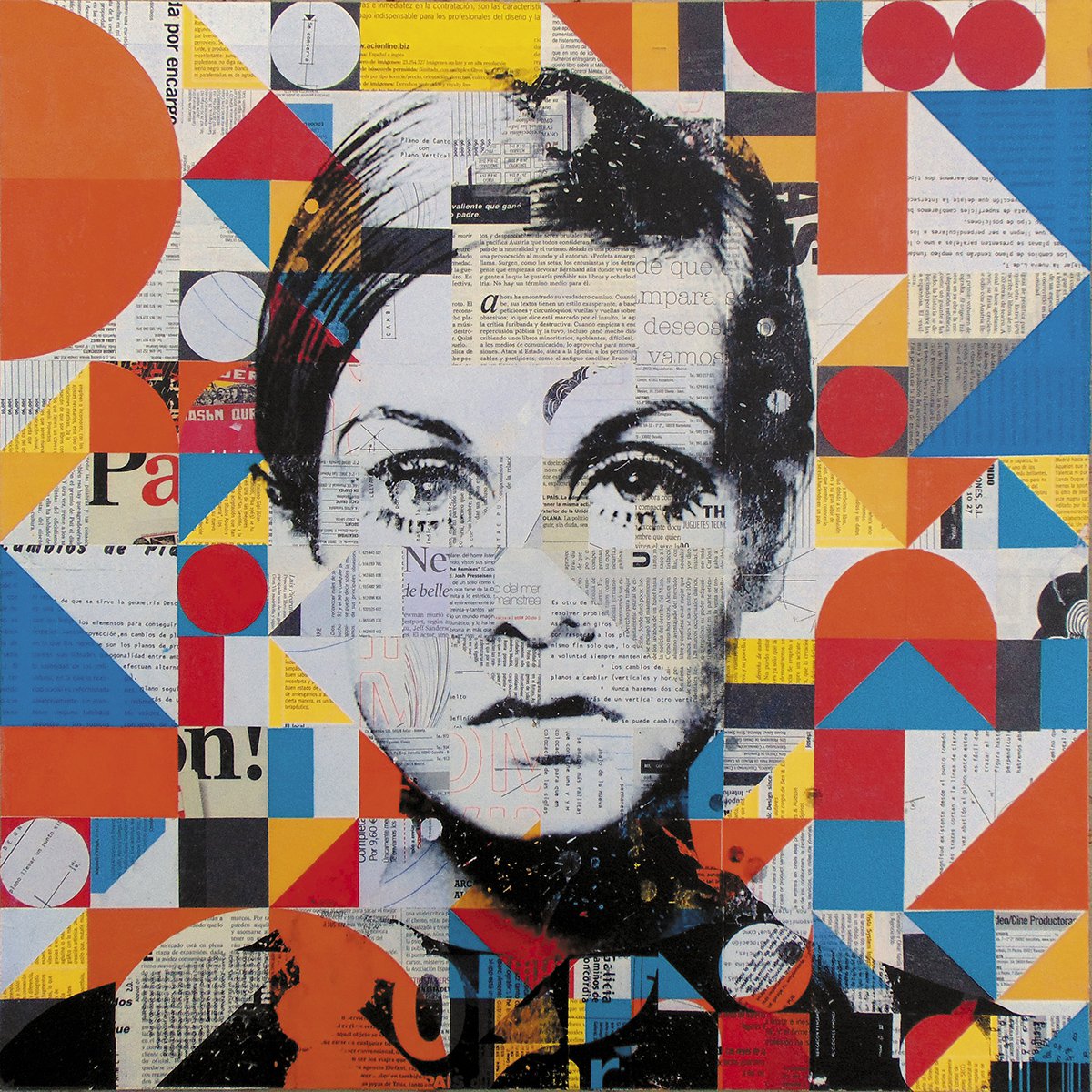 Urban And Pop Portrait Collage By Manel Villalonga, 24 X 24", 19 Twiggy_Pop, Original Artwork