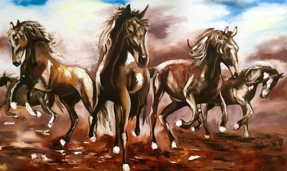 Galloping horses