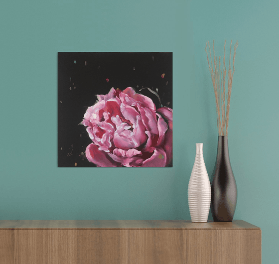 Red peony abstract painting