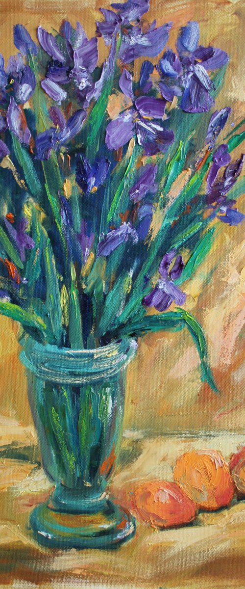 Irises and Apricots /  ORIGINAL PAINTING by Salana Art