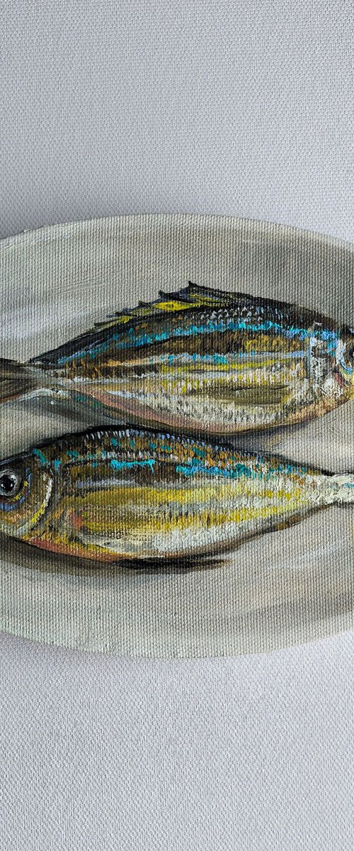 picarel fish oil painting by Leyla Demir