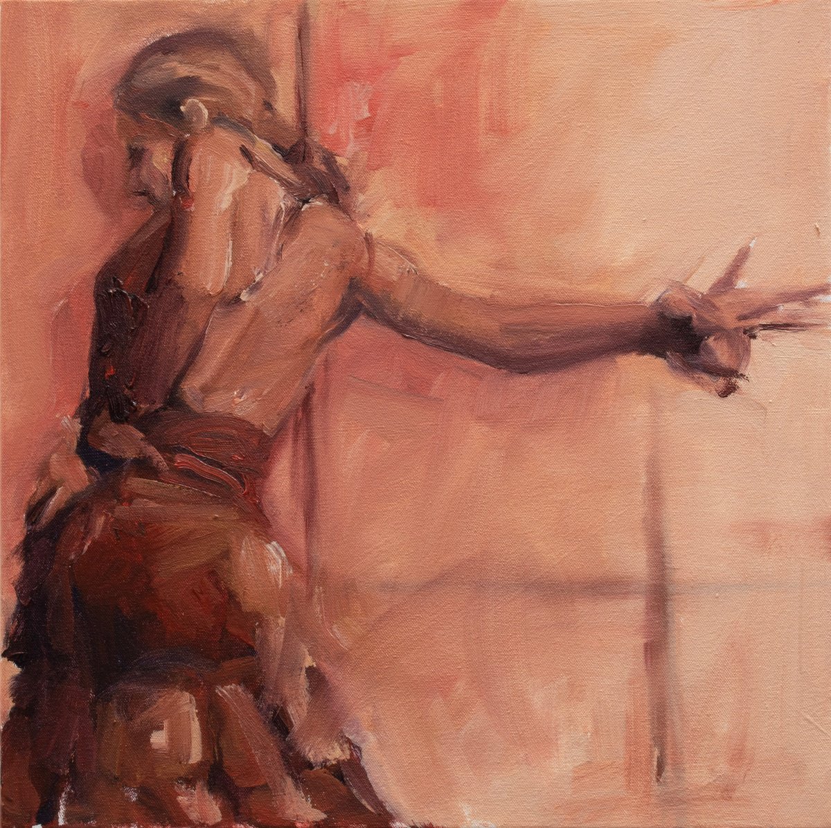 Expressive Portrait Oil Painting By Zil Hoque, 14 X 14", Fandango, Original Artwork