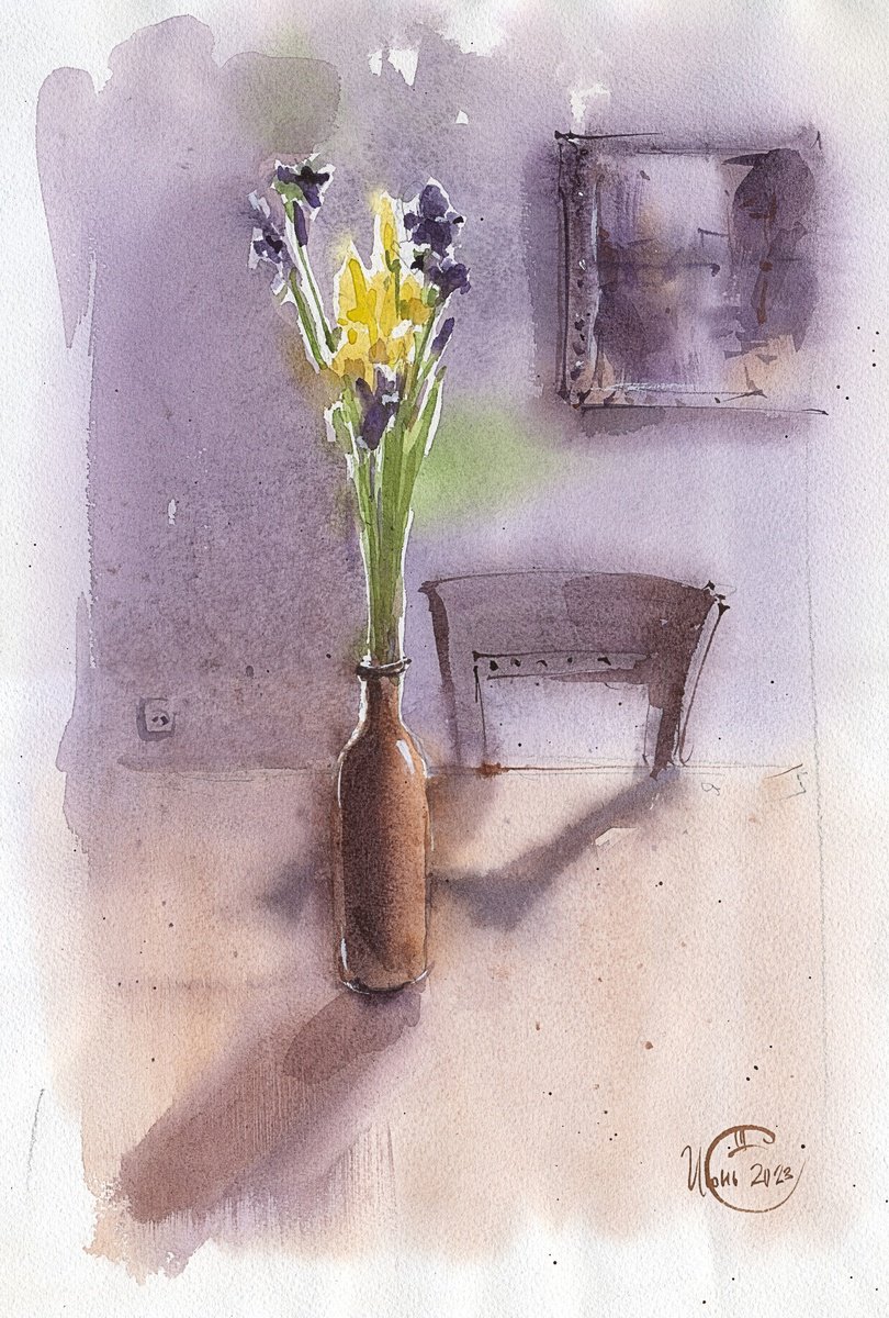 Impressionistic Drawing , Bouquet Of Irises By Tatyana Tokareva, 11 X 16, Artwork For Sale On Artfinder