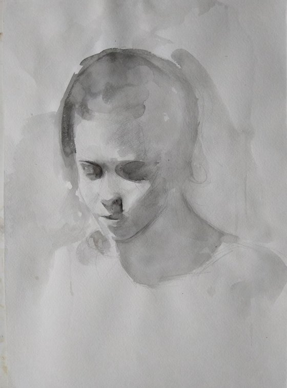 Portrait black white(31x43cm, watercolor, paper)