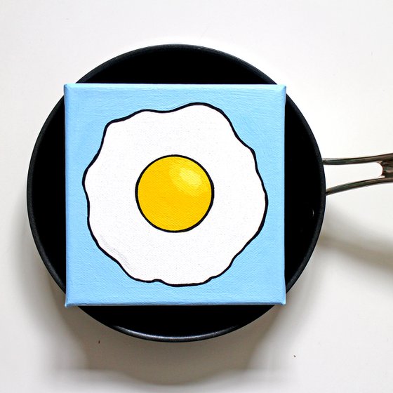 Fried Egg Pop Art Painting On Miniature Canvas