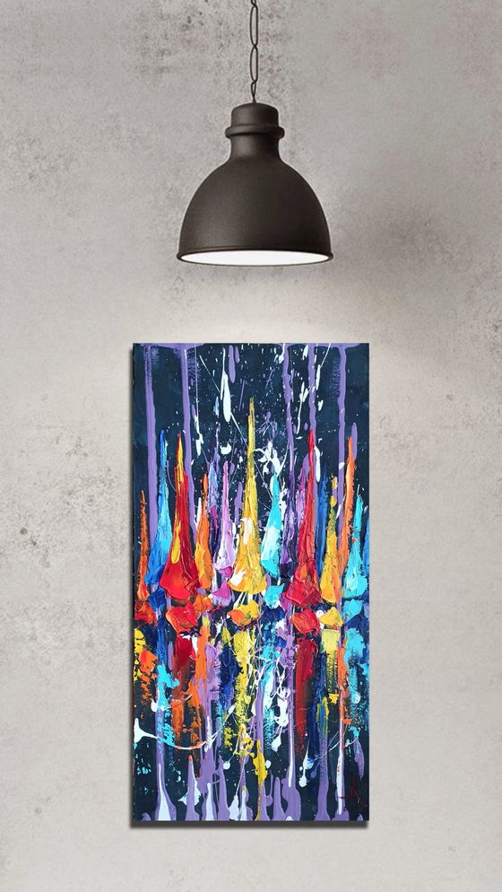 Yacht racing in bright colors
