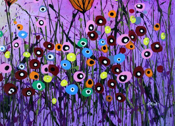 Young Folks #5 - Large original abstract floral painting