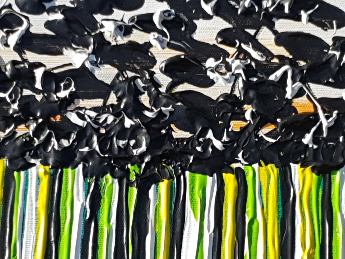 Impressionistic Botanical Acrylic Painting By Daniel Urbani?k, 24 X 12, Meadow In Summer 10, Original Artwork